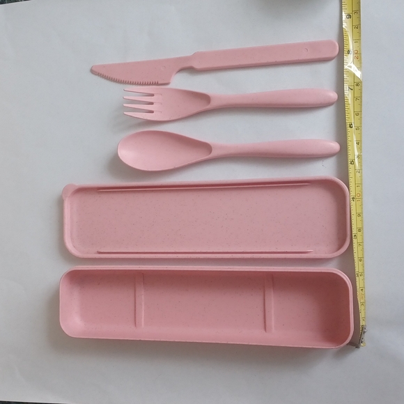 Good Wheat Green Producers Tableware suit Pink spoon, fork, knife set with case - Picture 5 of 10